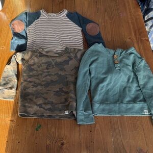 Stylish Kids Long Sleeve Shirt Trio - Striped, Camo, Teal